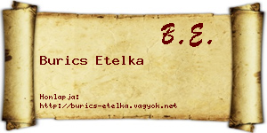 Burics Etelka névjegykártya